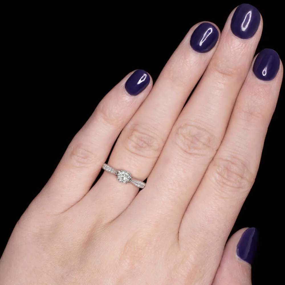0.81cr D-E SI NATURAL DIAMOND ENGAGEMENT RING 18k WHITE GOLD ROUND BRILLIANT CUT