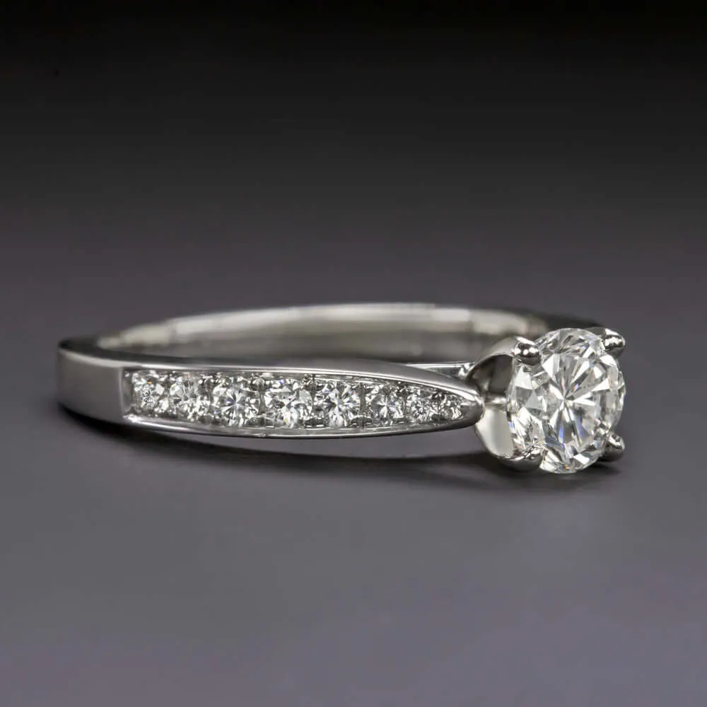 0.81cr D-E SI NATURAL DIAMOND ENGAGEMENT RING 18k WHITE GOLD ROUND BRILLIANT CUT