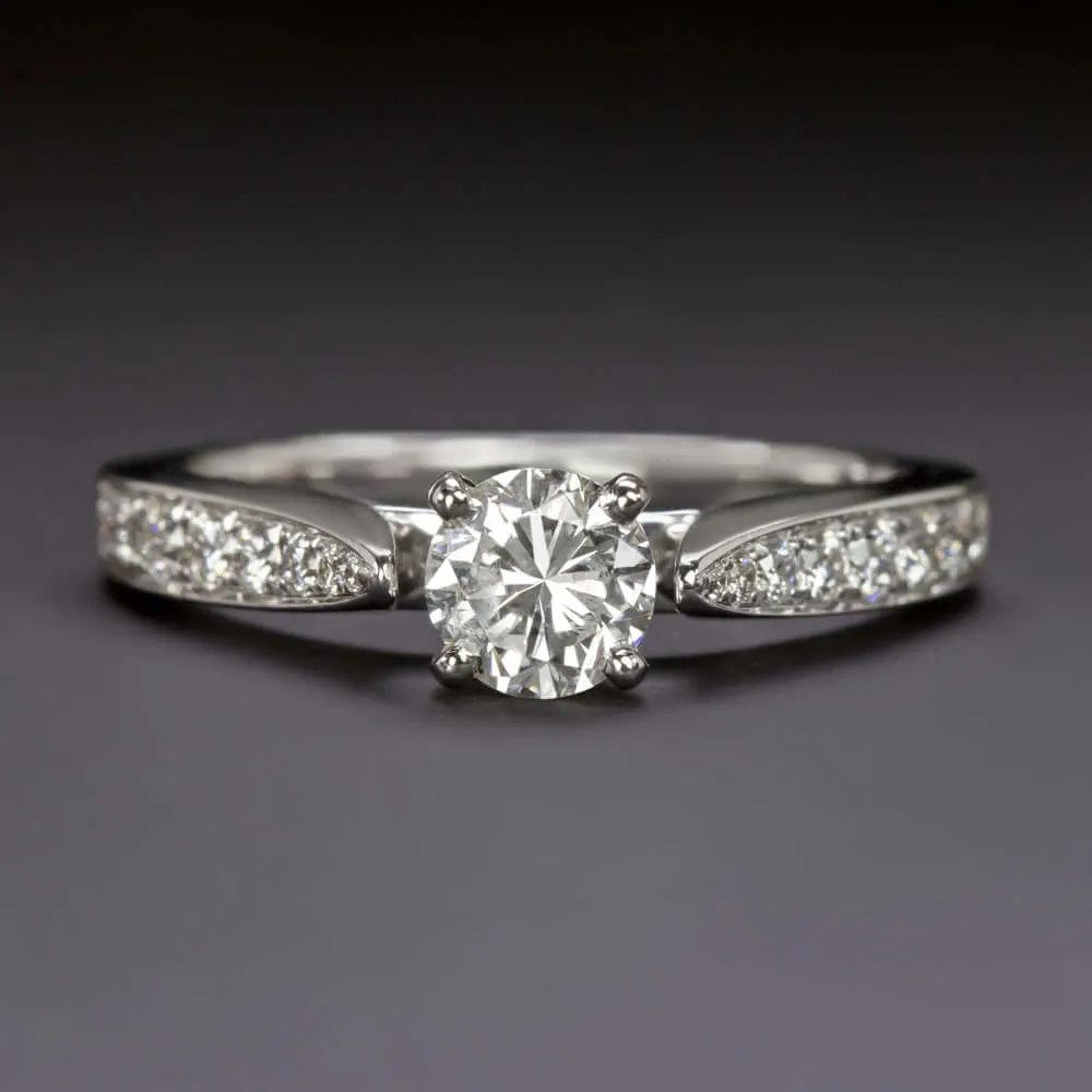 0.81cr D-E SI NATURAL DIAMOND ENGAGEMENT RING 18k WHITE GOLD ROUND BRILLIANT CUT