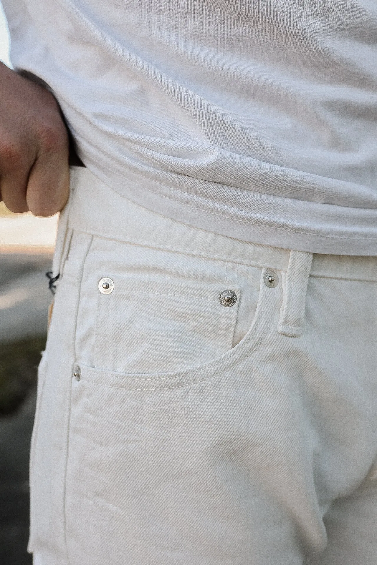 13.5oz Denim Slim Tapered Cut Jeans - White IH-777-WT