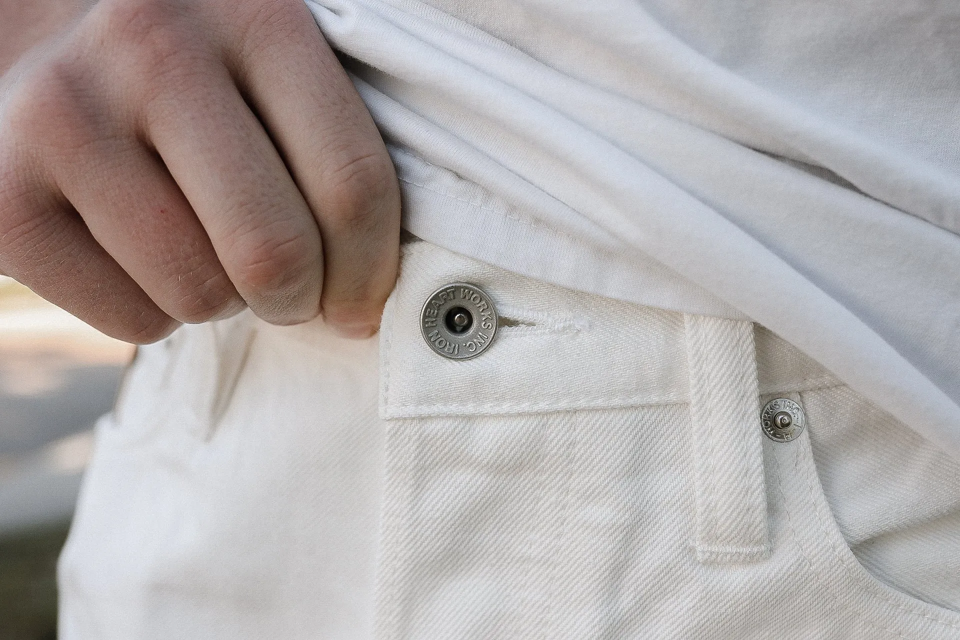 13.5oz Denim Slim Tapered Cut Jeans - White IH-777-WT