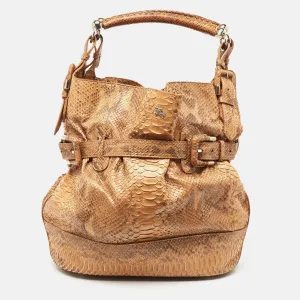 Beige Python Buckle Hobo