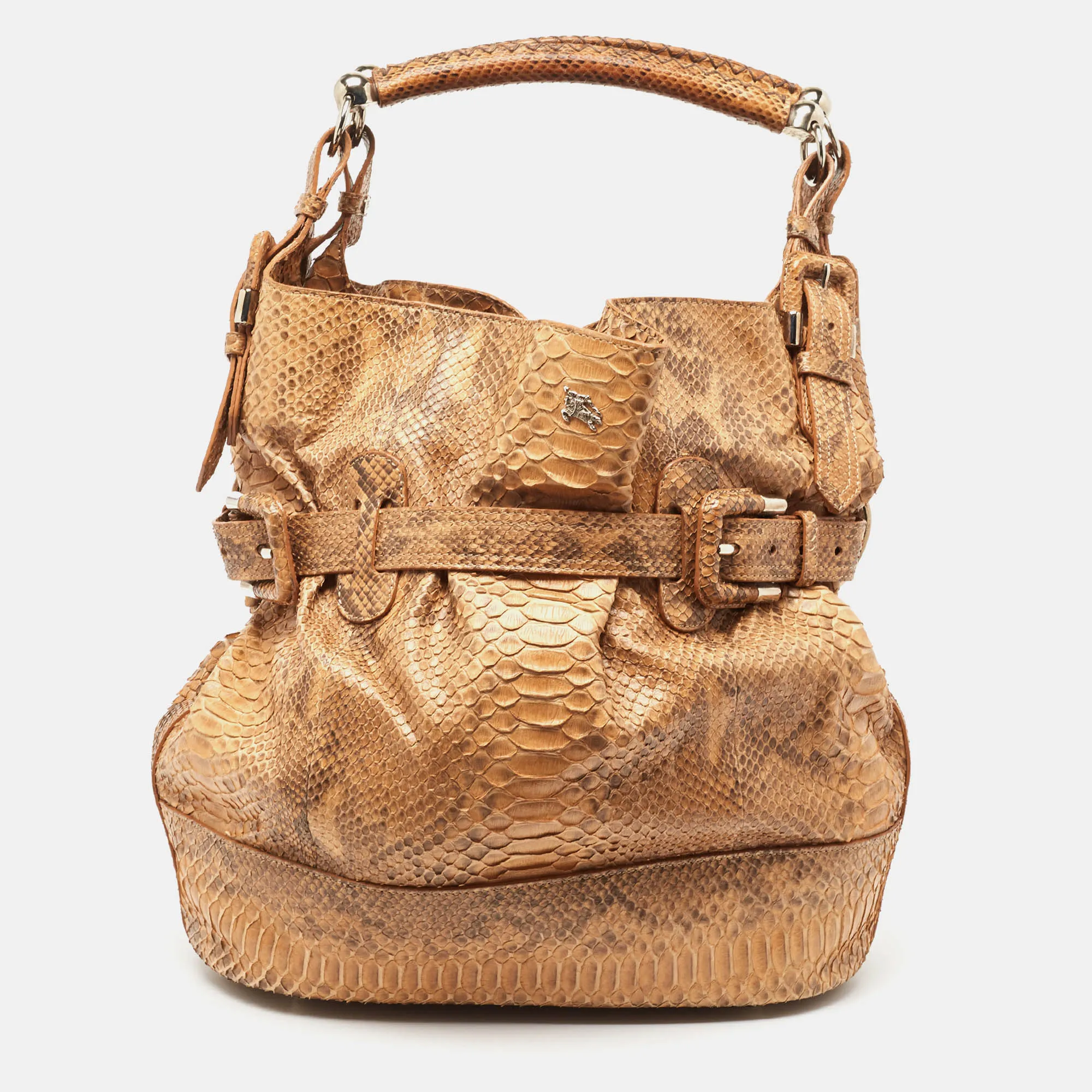 Beige Python Buckle Hobo