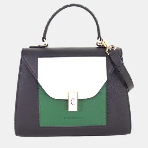 Black & Dark Green Leather LE REVE Handbag