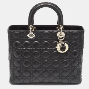 Black Cannage Leather Large Lady Tote