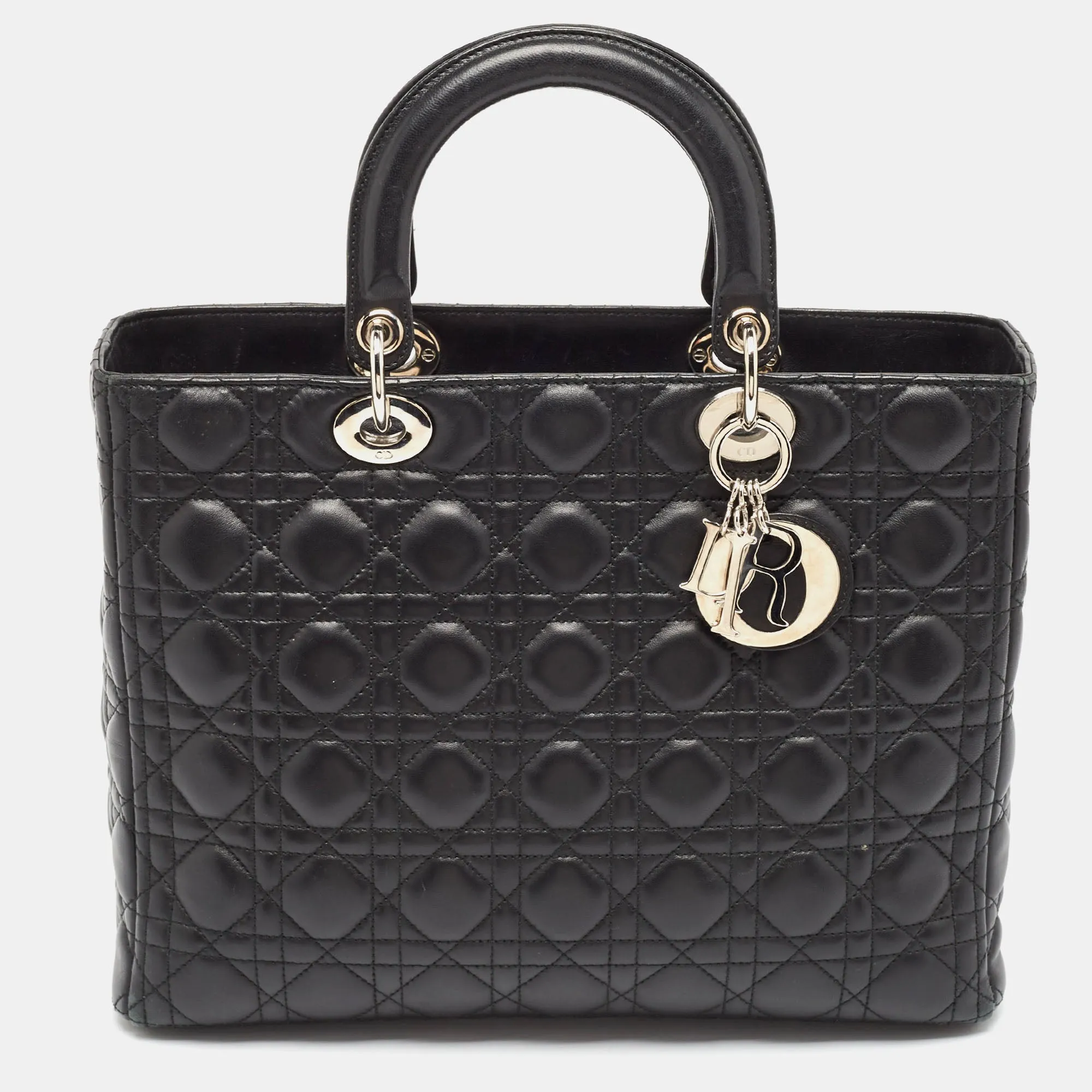 Black Cannage Leather Large Lady Tote