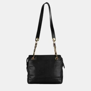 Black Caviar Medium Vintage Stitched CC Shoulder Bag