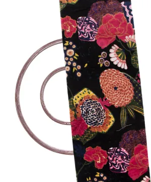 Black Colour Floral Digital Print Cotton Velvet Fabric