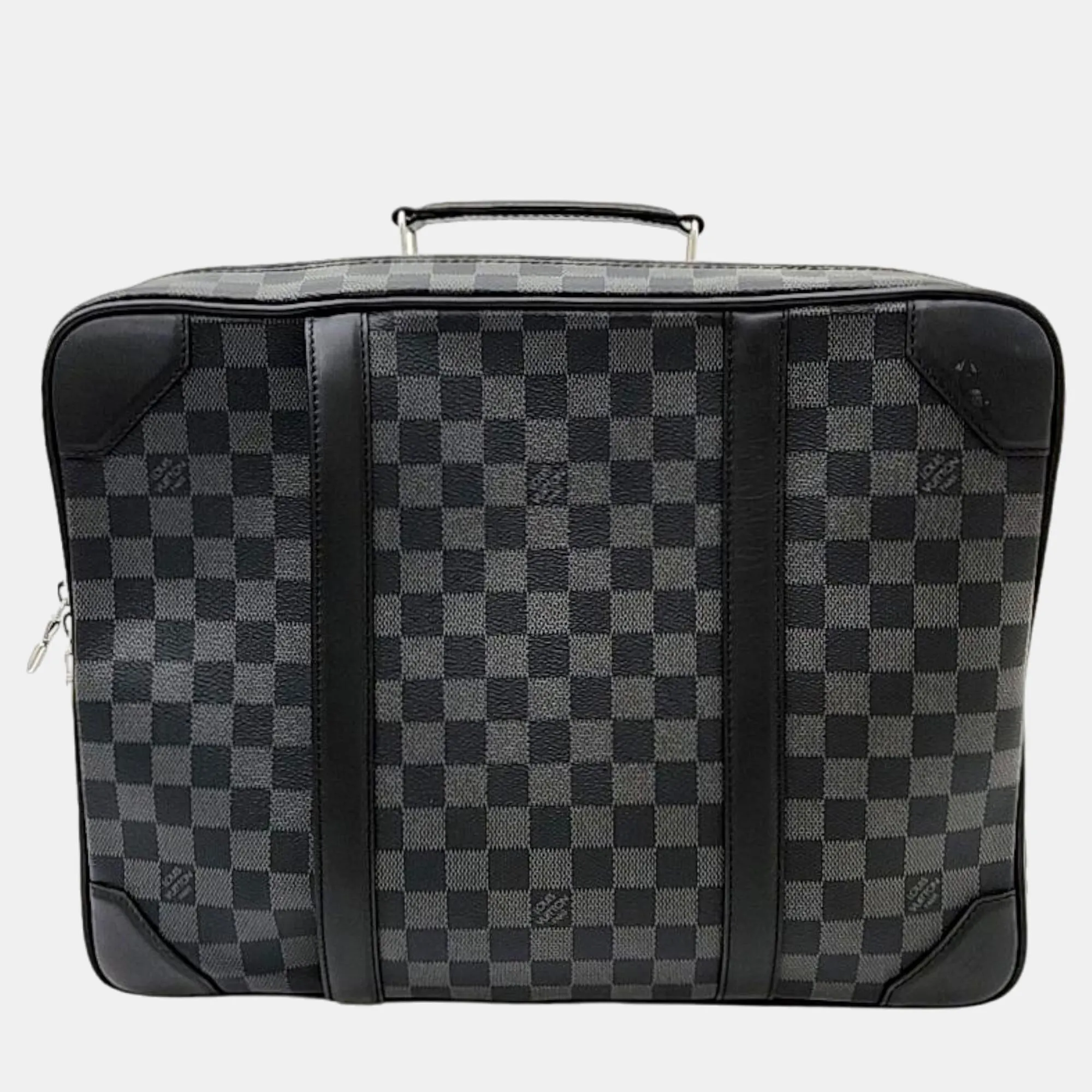 Black Damier Graphite Canvas & Calfskin Leather Briefcase Backpack