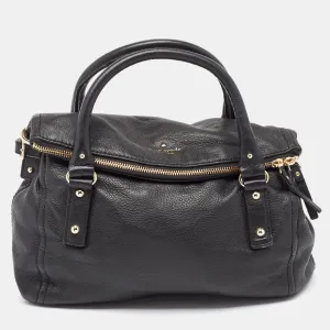 Black Leather Cobble Hill Leslie Satchel