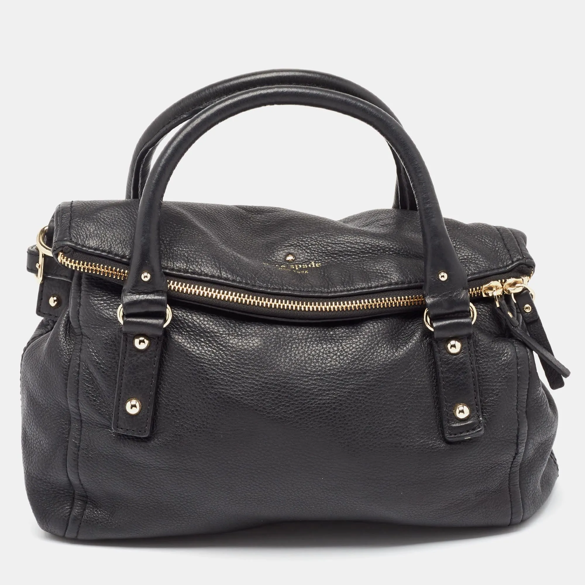 Black Leather Cobble Hill Leslie Satchel