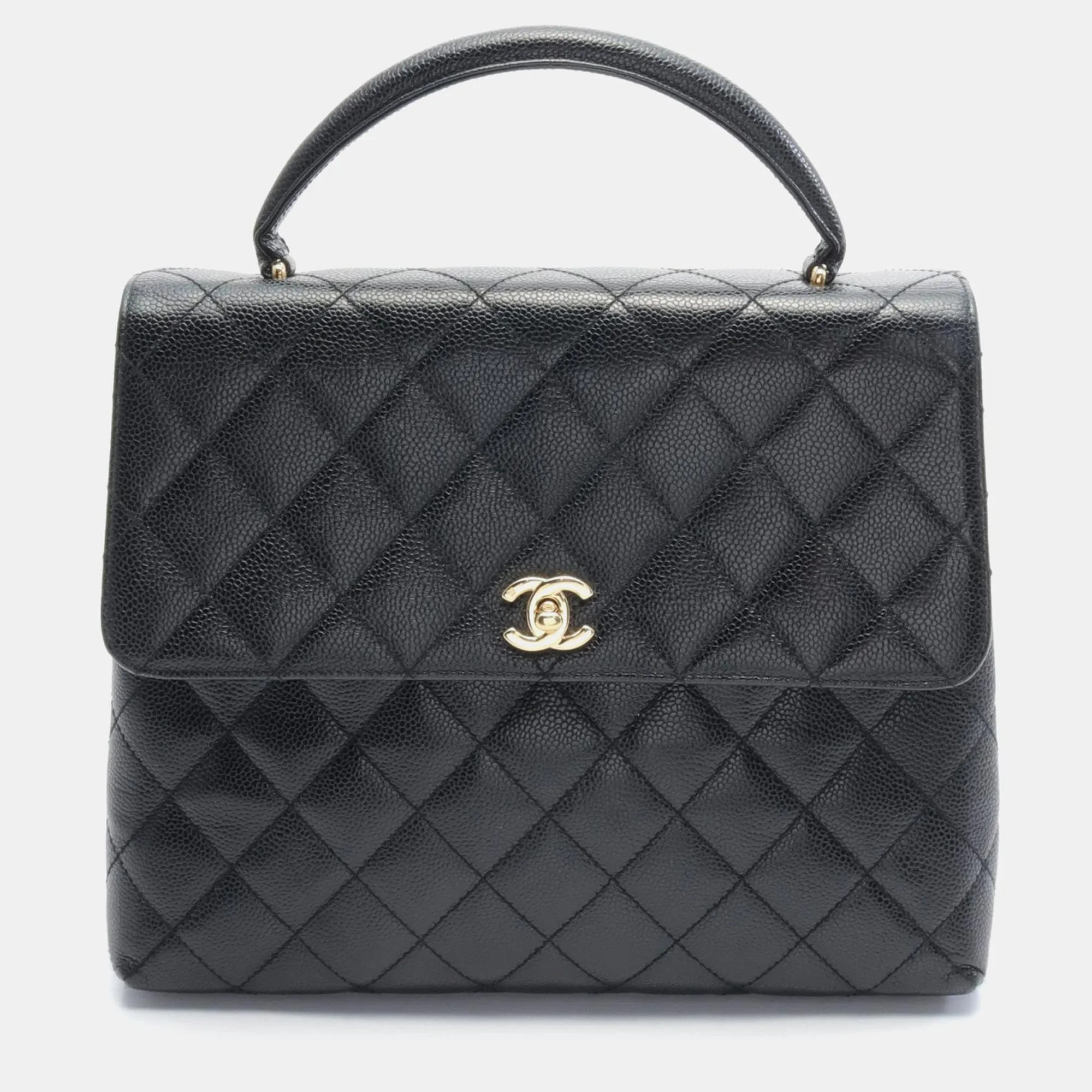 Black Leather Large Kelly Top Handle Bag
