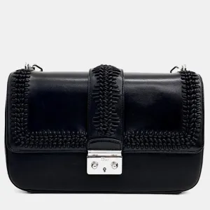 Black Leather Miss Chain Shoulder Bag