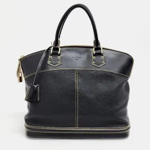 Black Leather Suhali Lockit MM Top Handle Bag