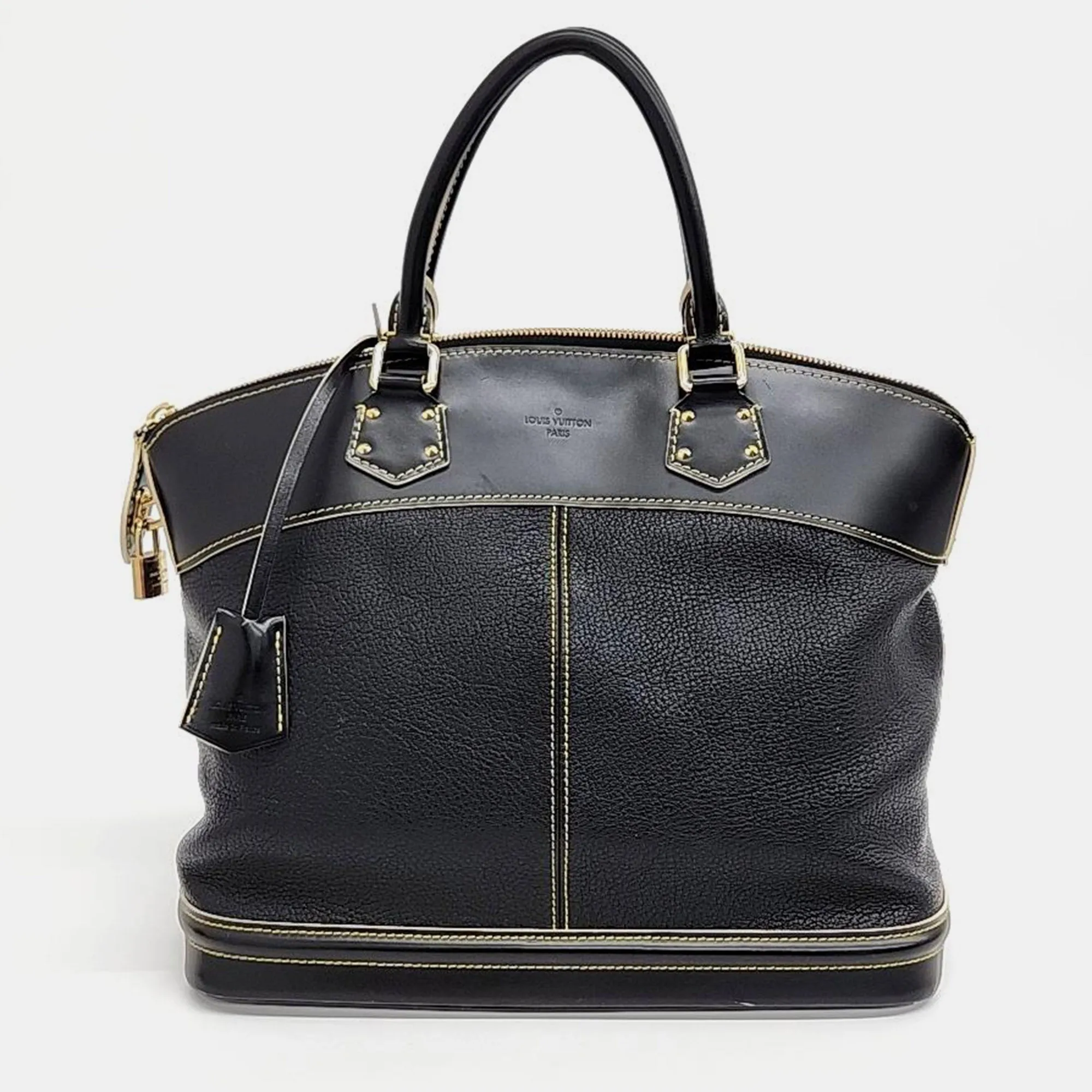 Black Leather Suhali Lockit MM Top Handle Bag