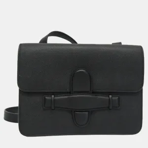 Black Leather Symmetrical Shoulder Bag