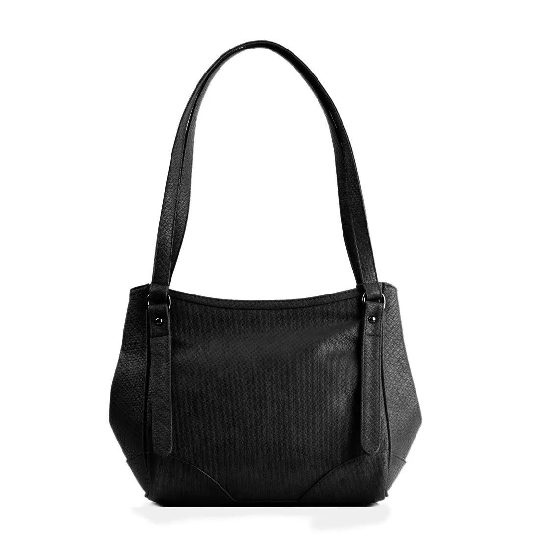 Black Leather Tote Bag Head in sea