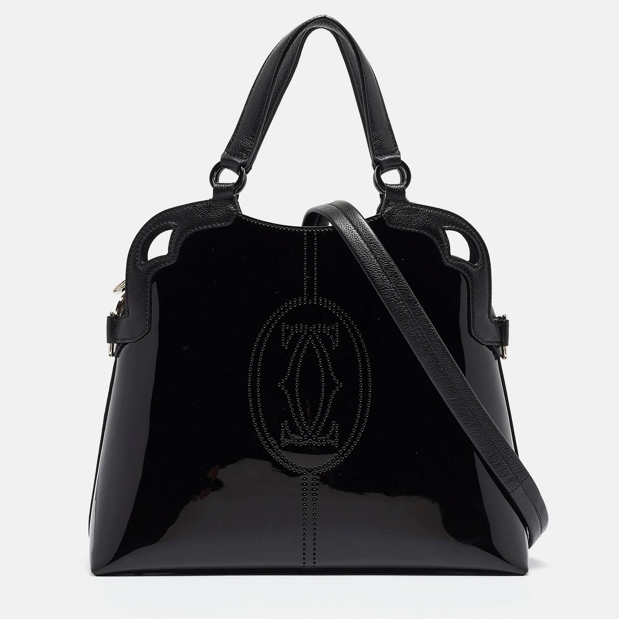 Black Patent and Leather Marcello de Satchel
