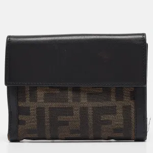 Black/Tobacco Zucca Canvas and Leather French Wallet