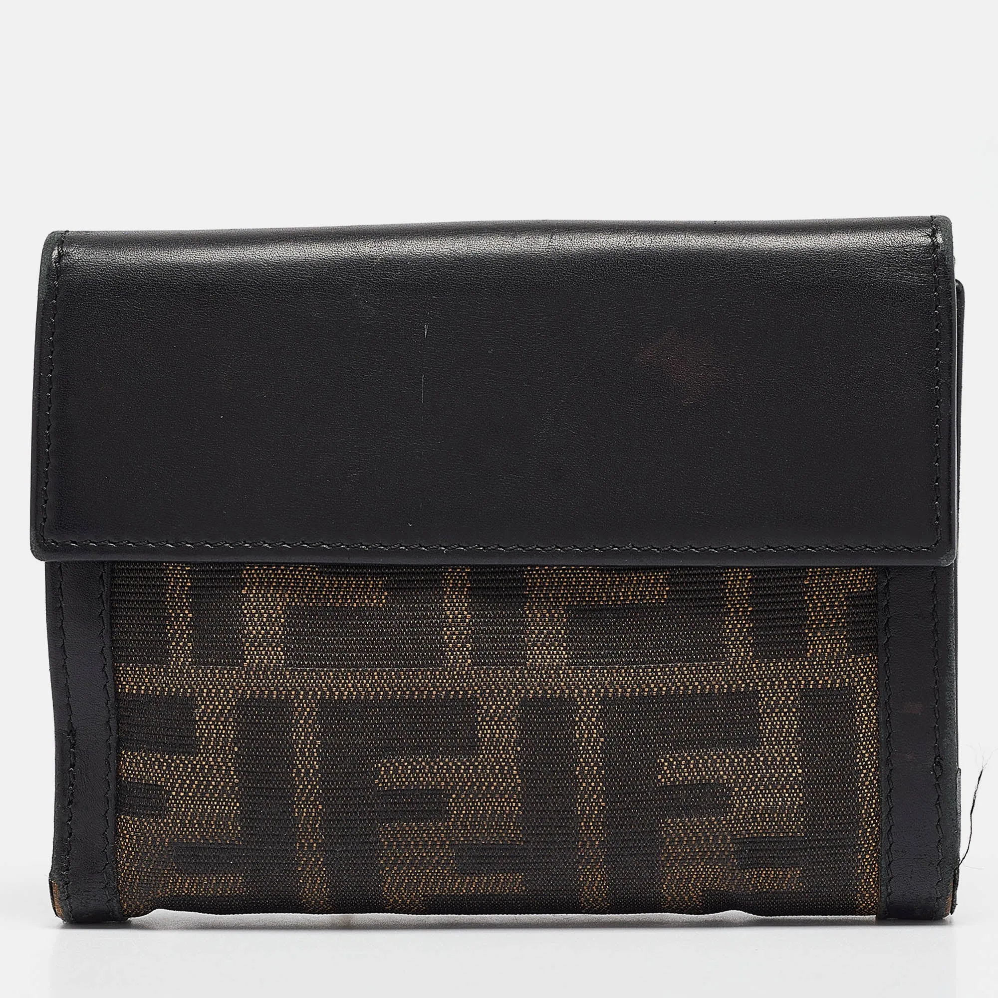 Black/Tobacco Zucca Canvas and Leather French Wallet