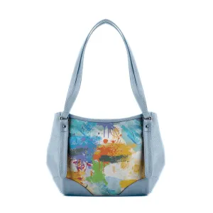 Blue Leather Tote Bag Abstract