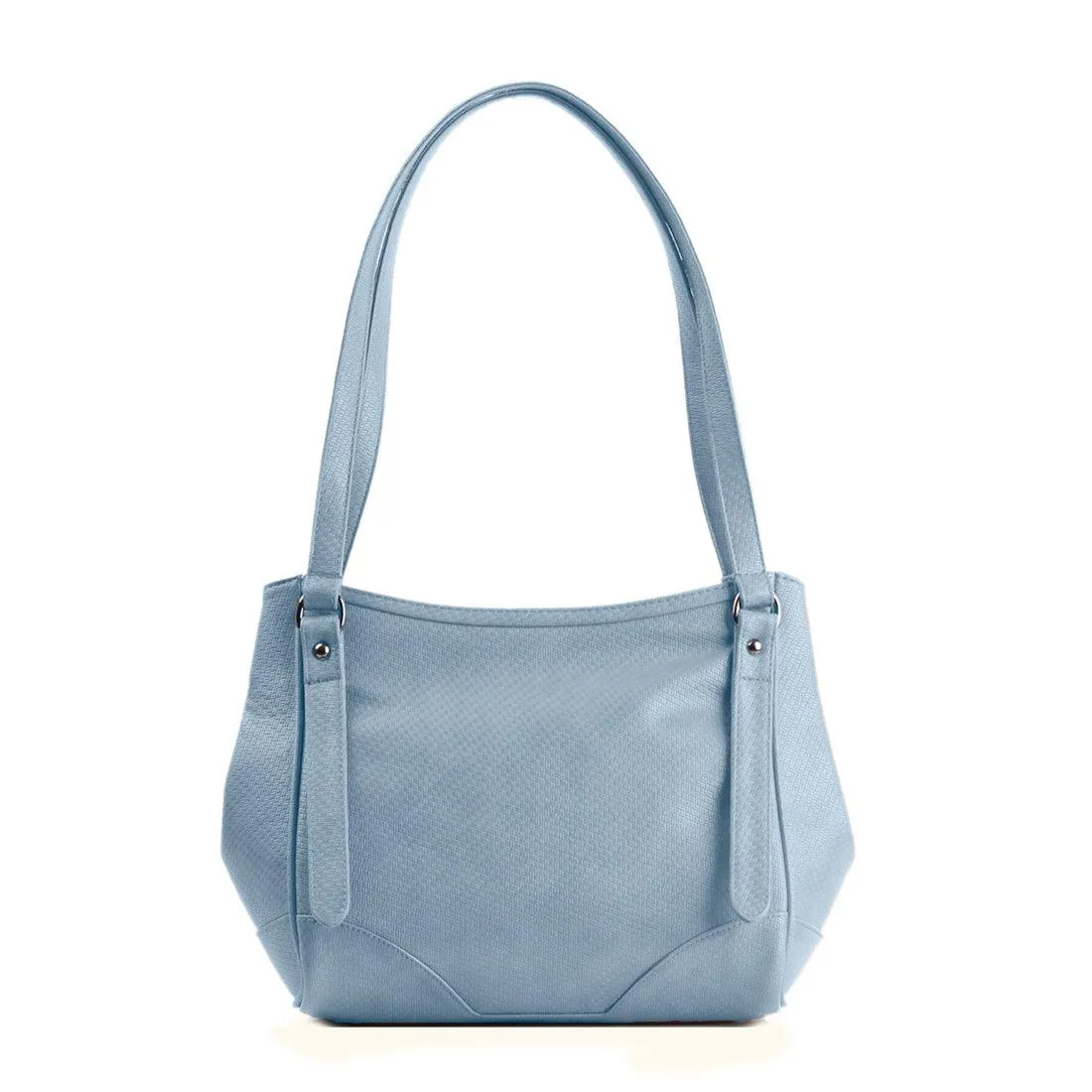 Blue Leather Tote Bag African Triangles