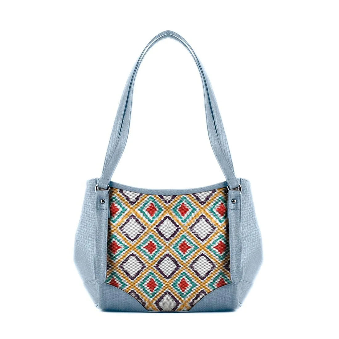 Blue Leather Tote Bag Pixely