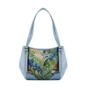 Blue Leather Tote Bag Verdure