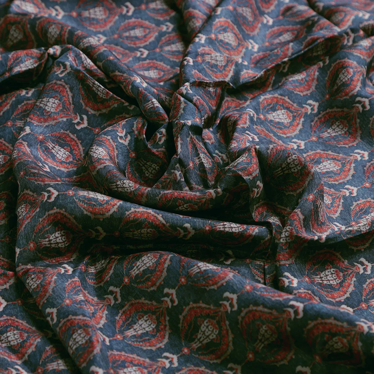 Blue Ogee Pattern Digital Printed Fabrics