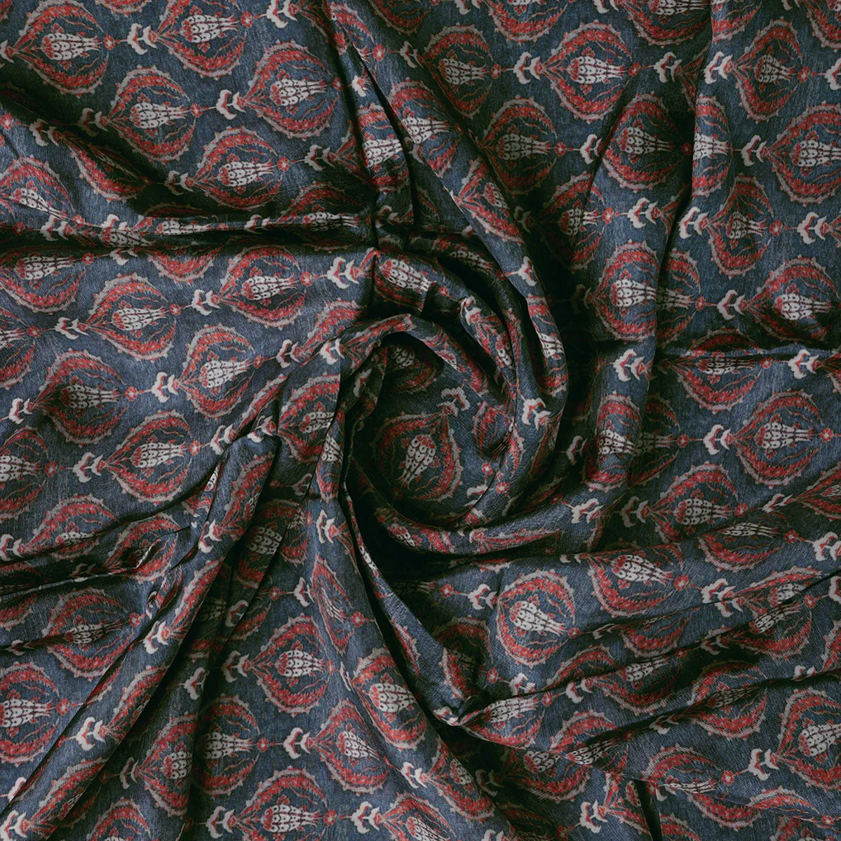 Blue Ogee Pattern Digital Printed Fabrics