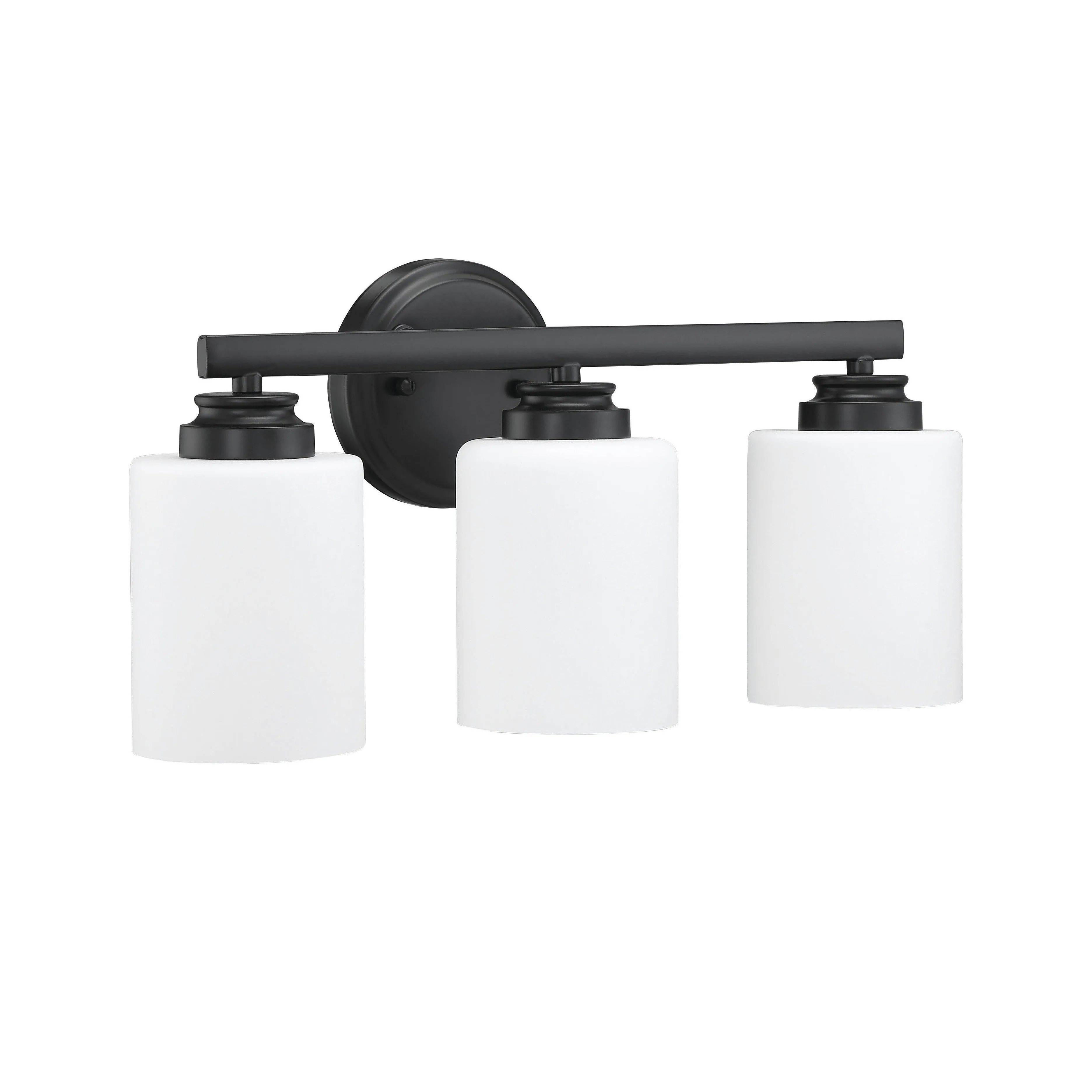 Bolden 3 Light Vanity in Flat Black (White Glass)