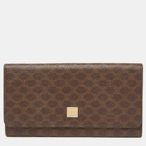 Brown Macadam Coated Canvas and Leather Continental Wallet