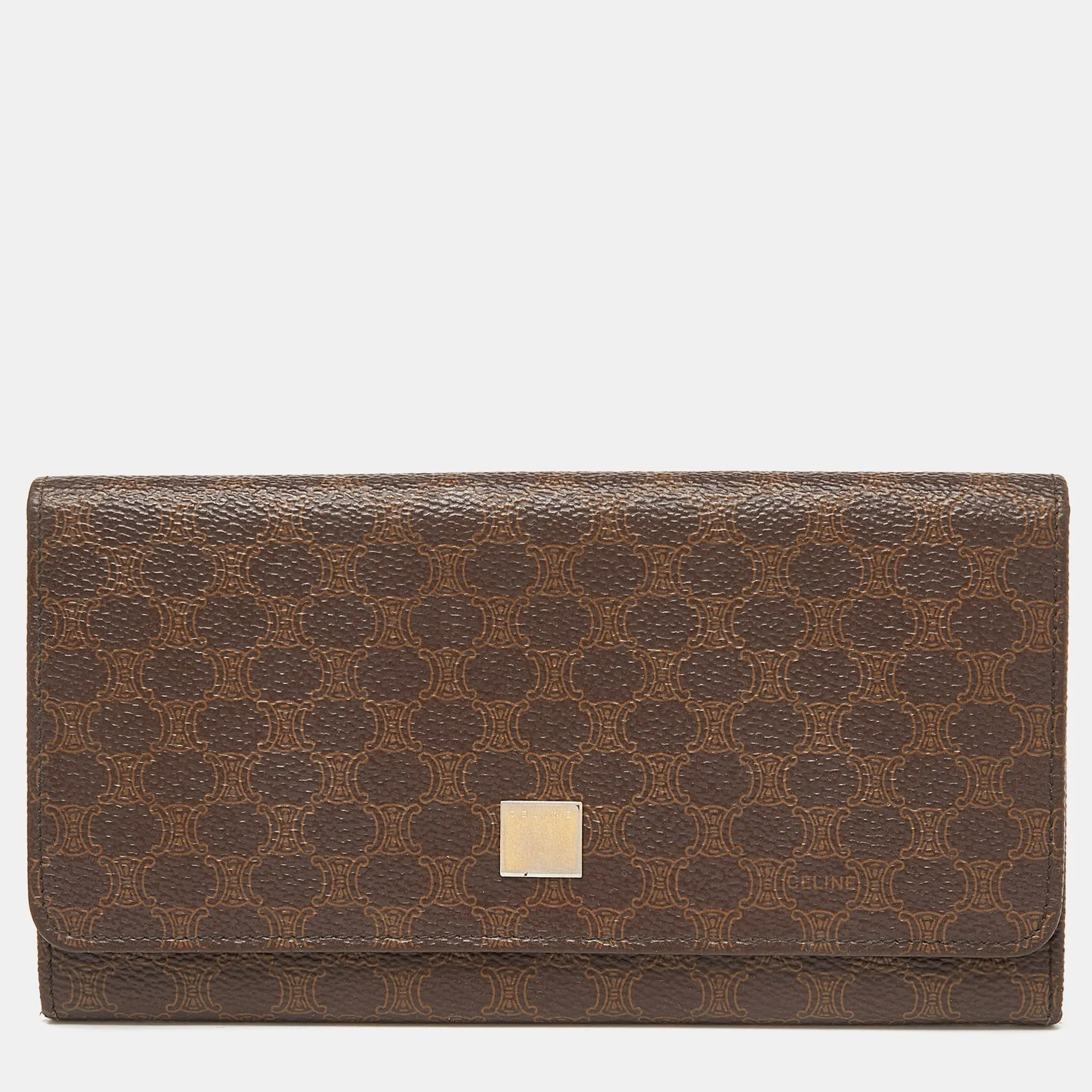Brown Macadam Coated Canvas and Leather Continental Wallet