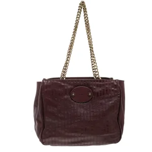 Burgundy Leather Chain Tote