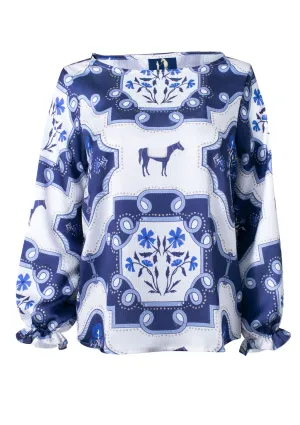 Caravelle Blouse | Veranda Print | Blue & White