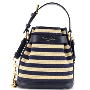 C'est Bucket Bag Cannage Embroidered Raffia with Leather Medium