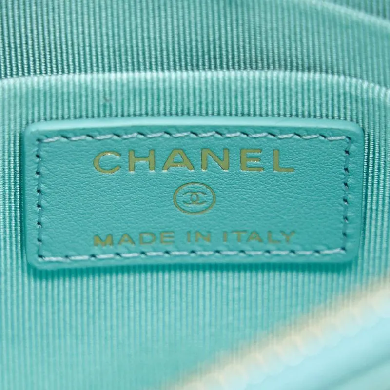Chanel 19C Caviar Phone & Card holder Tiffany Blue
