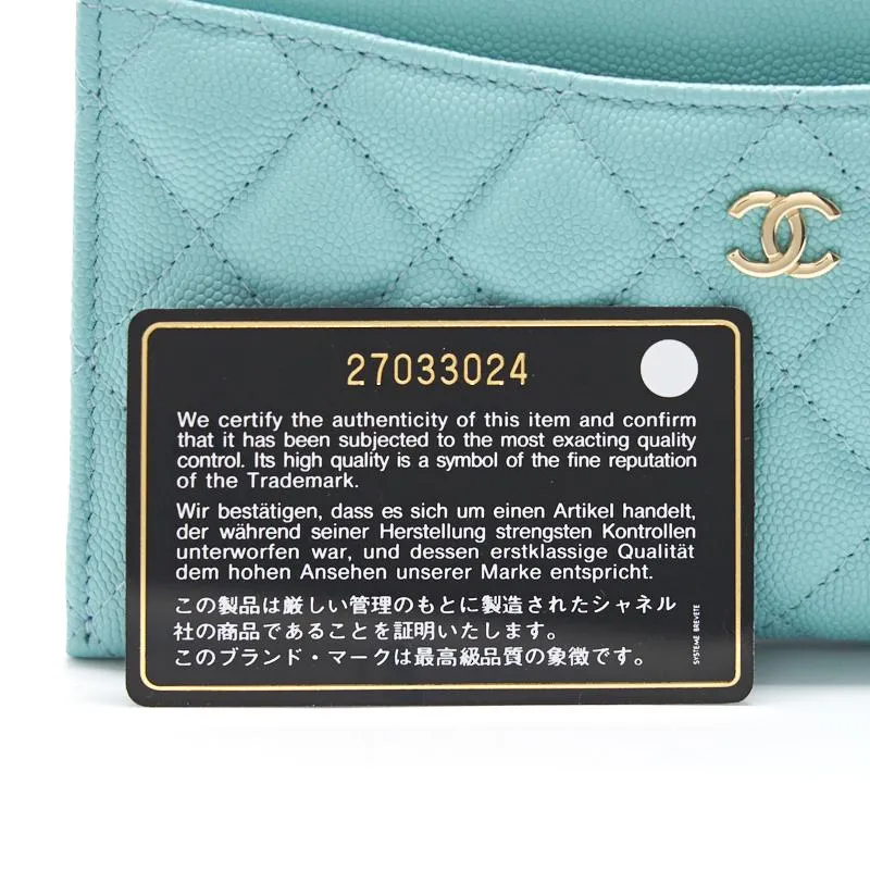 Chanel 19C Caviar Phone & Card holder Tiffany Blue