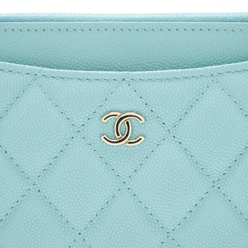 Chanel 19C Caviar Phone & Card holder Tiffany Blue