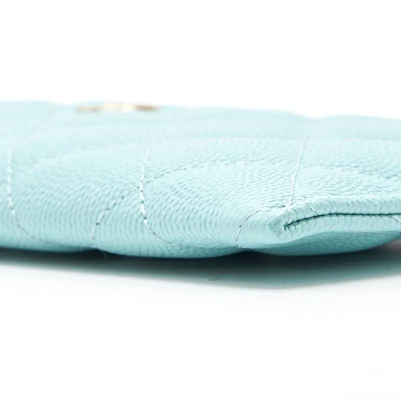 Chanel 19C Caviar Phone & Card holder Tiffany Blue
