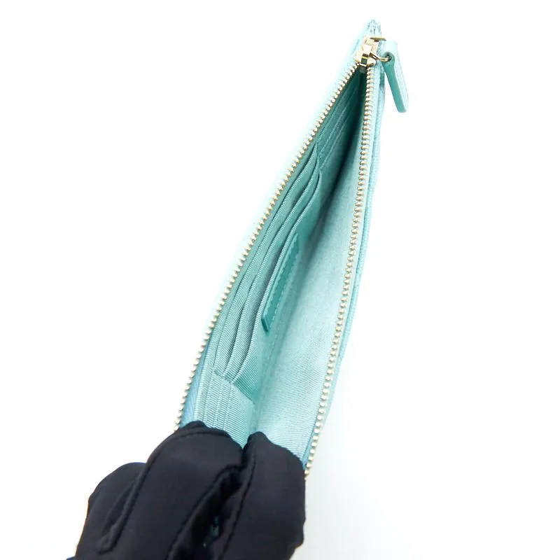 Chanel 19C Caviar Phone & Card holder Tiffany Blue