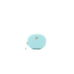 Chanel 19C Cavier Round Coin Purse Tiffany Blue
