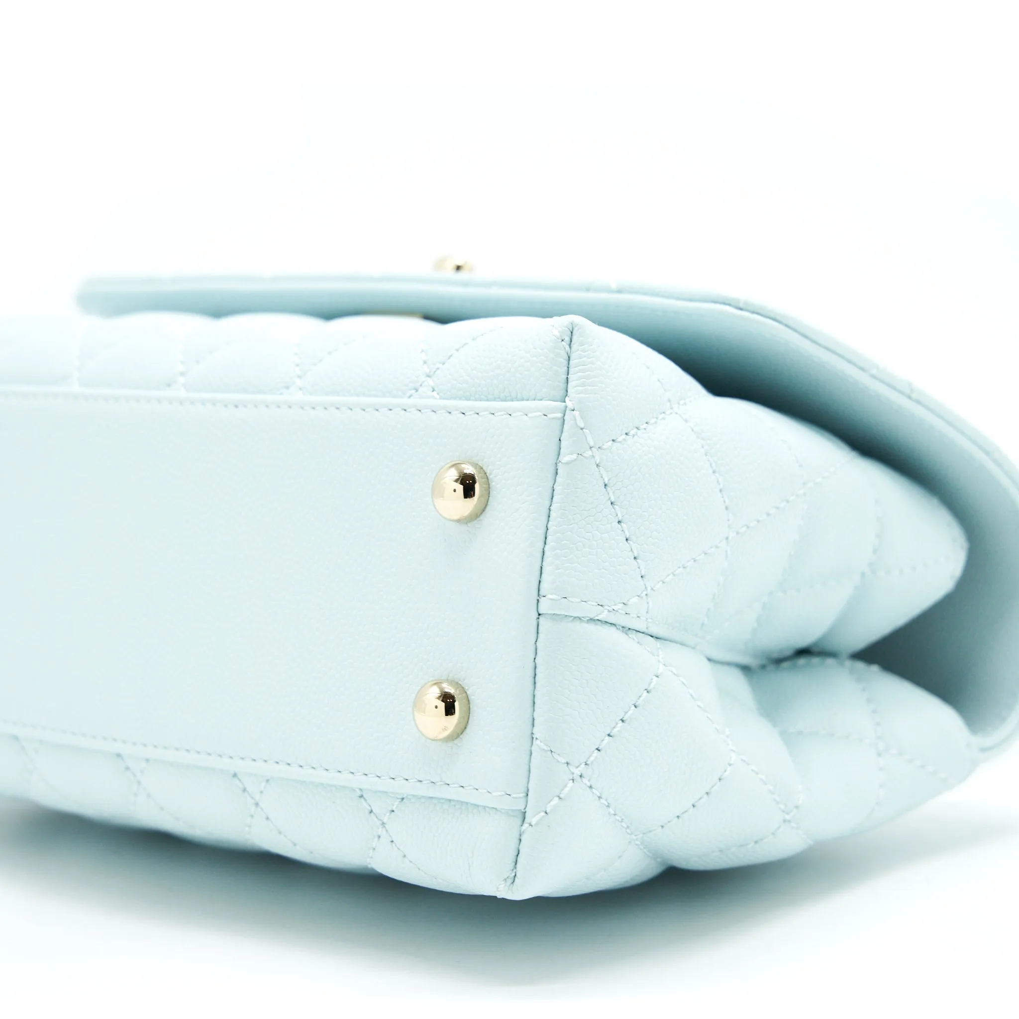 Chanel 21K Baby Blue Coco Handle Small (Old Mini) 24cm LGHW (microchip)