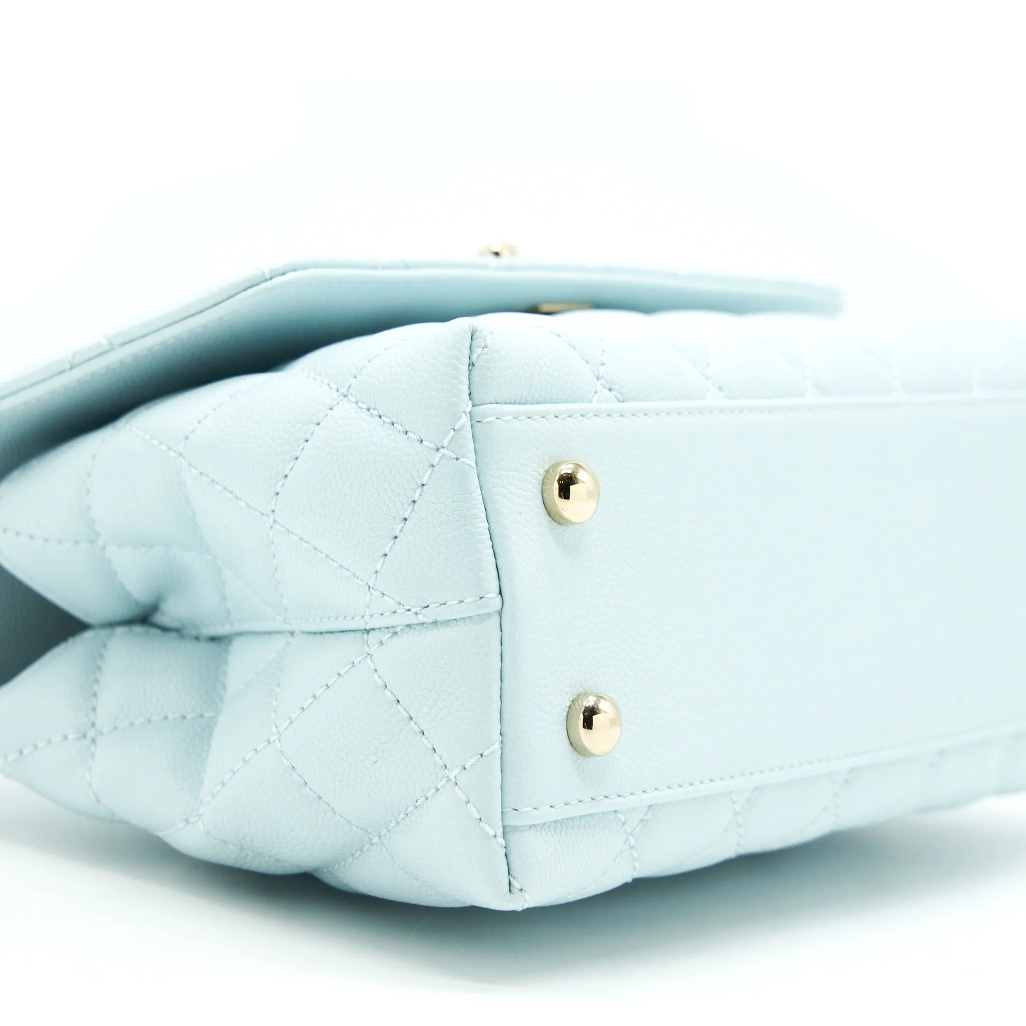 Chanel 21K Baby Blue Coco Handle Small (Old Mini) 24cm LGHW (microchip)