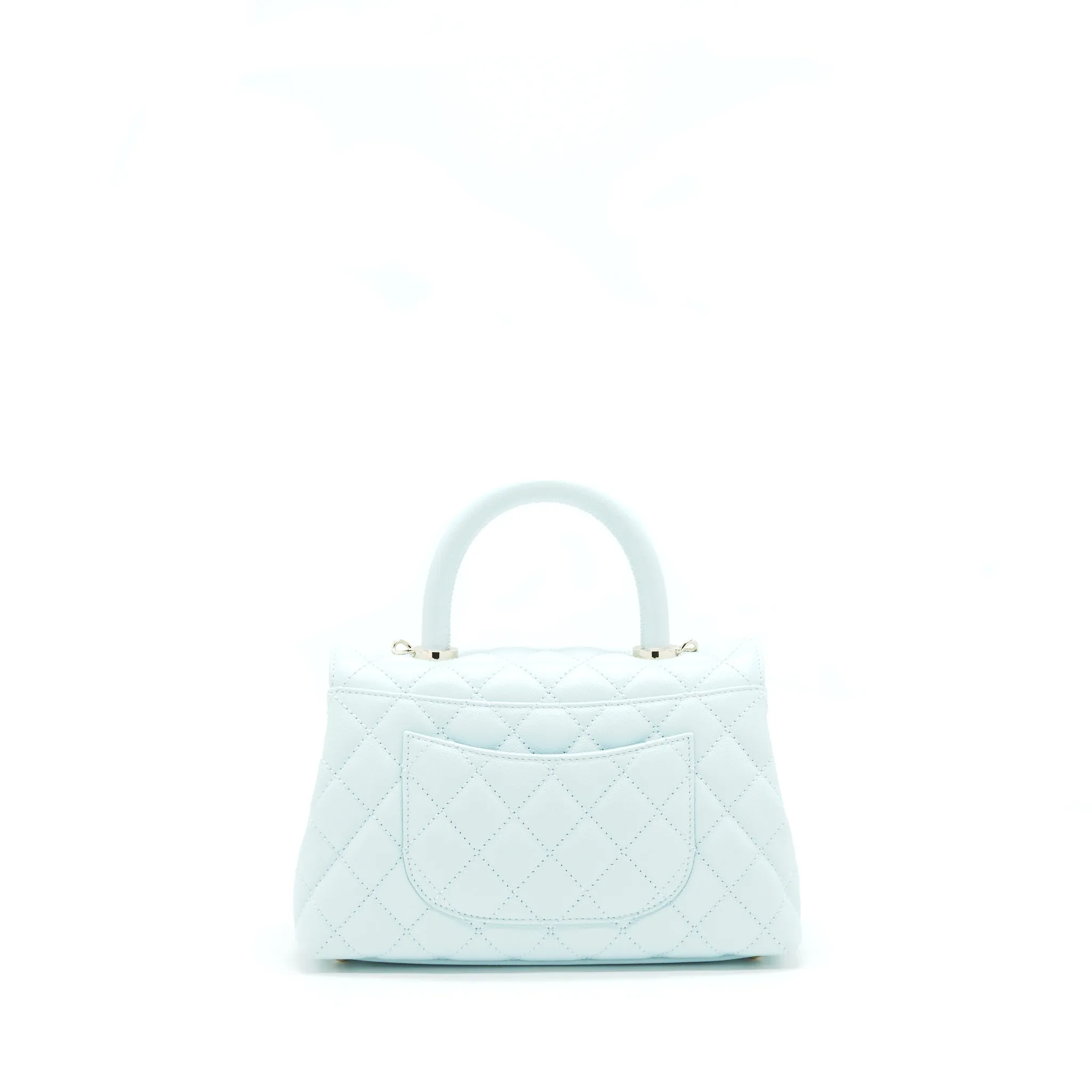 Chanel 21K Baby Blue Coco Handle Small (Old Mini) 24cm LGHW (microchip)
