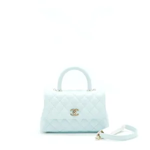 Chanel 21K Baby Blue Coco Handle Small (Old Mini) 24cm LGHW (microchip)