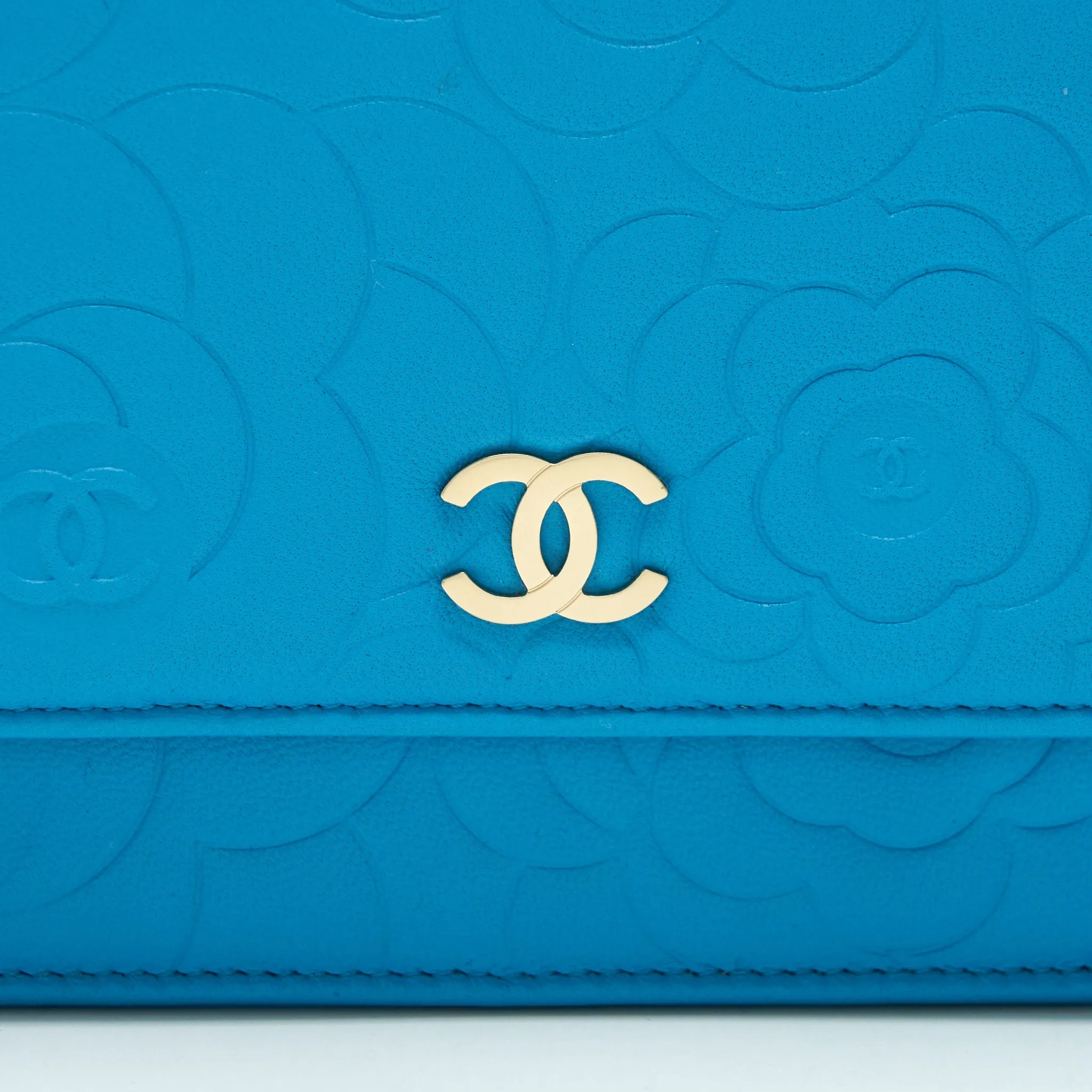 Chanel Camelia Wallet on Chain lambskin Blue GHW
