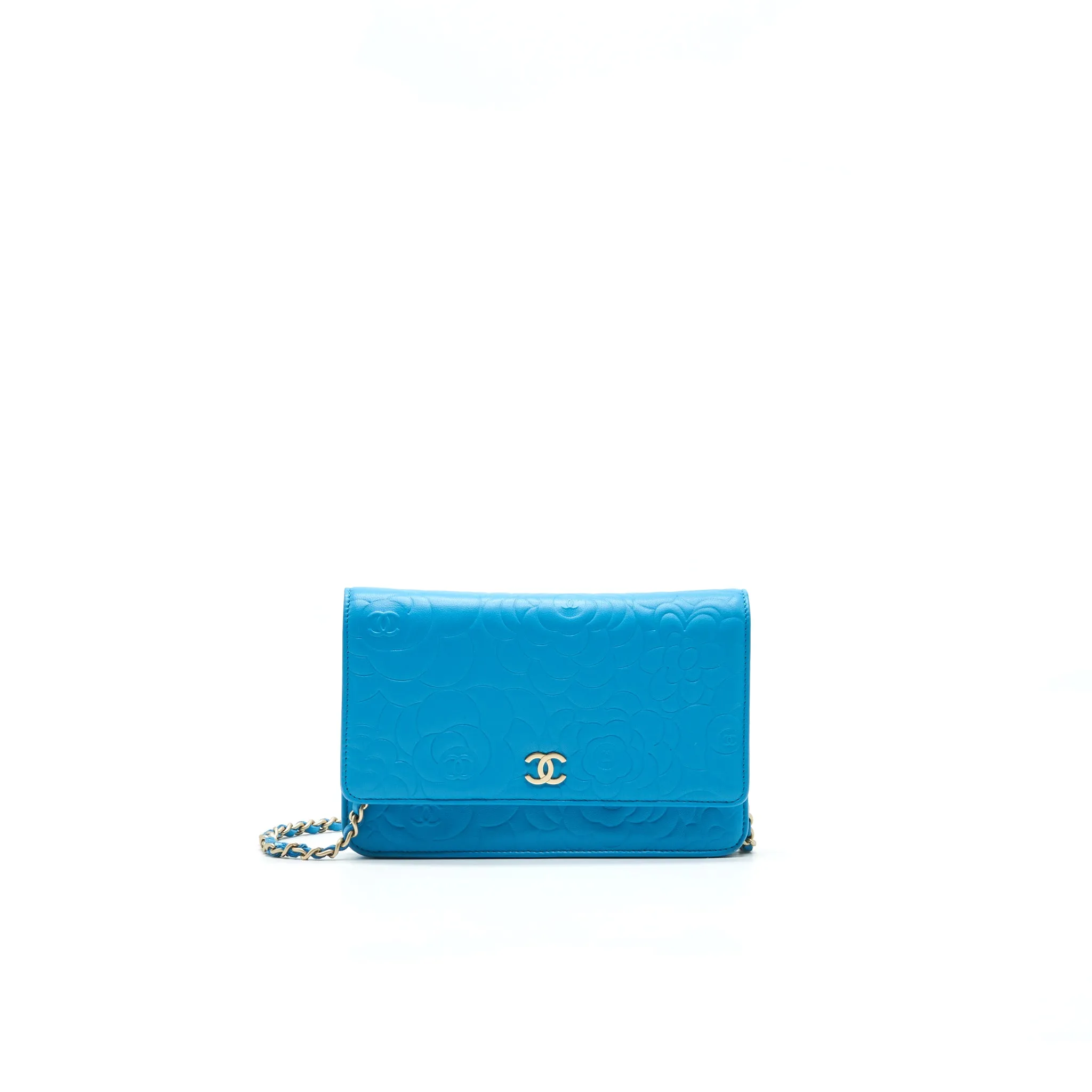 Chanel Camelia Wallet on Chain lambskin Blue GHW