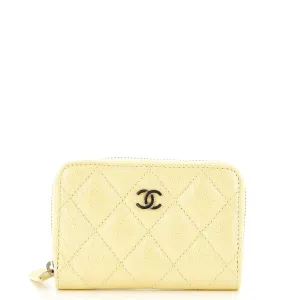CHANEL CC Zip Coin Purse Quilted Iridescent Caviar Small