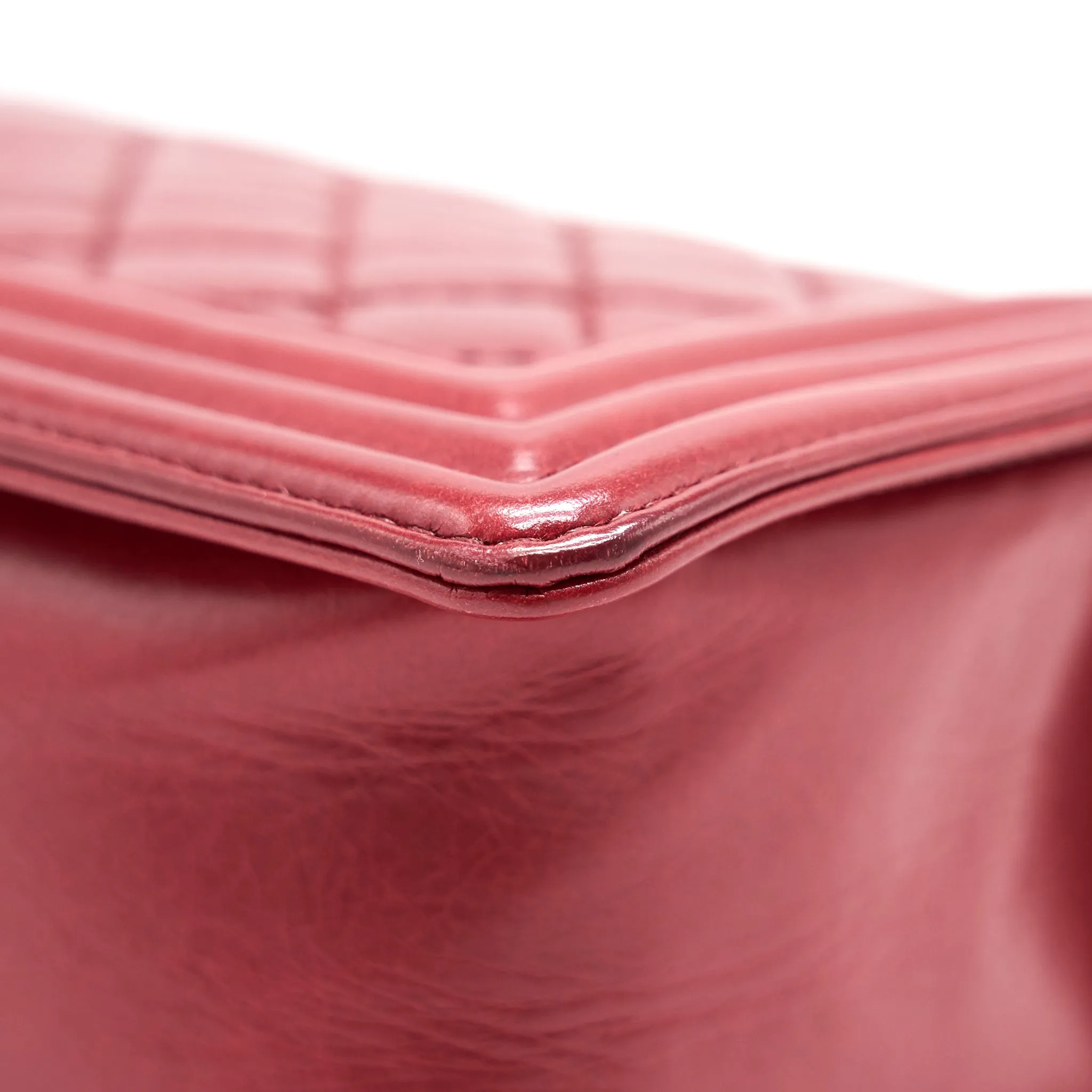 CHANEL Glazed Calfskin Medium LeBoy In Red Gold Hardware